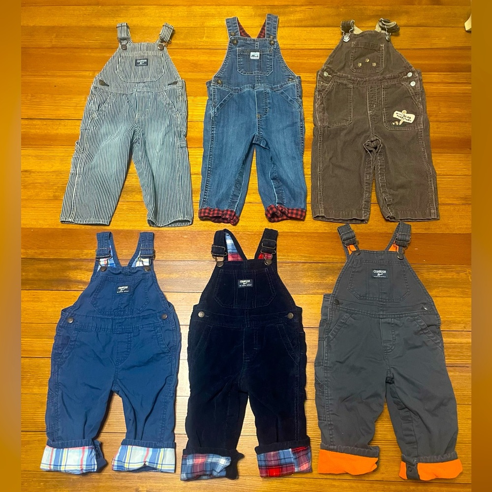 OshKosh B'gosh Overalls - Railroad, Denim, Brown, Blue, Corduroy Size 18 Months